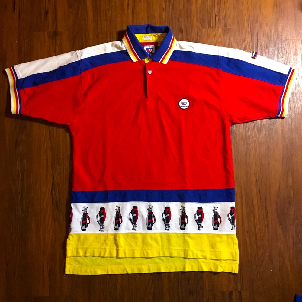 Mens Vintage 90s Wack Golf Colorblocked Polo Shirt